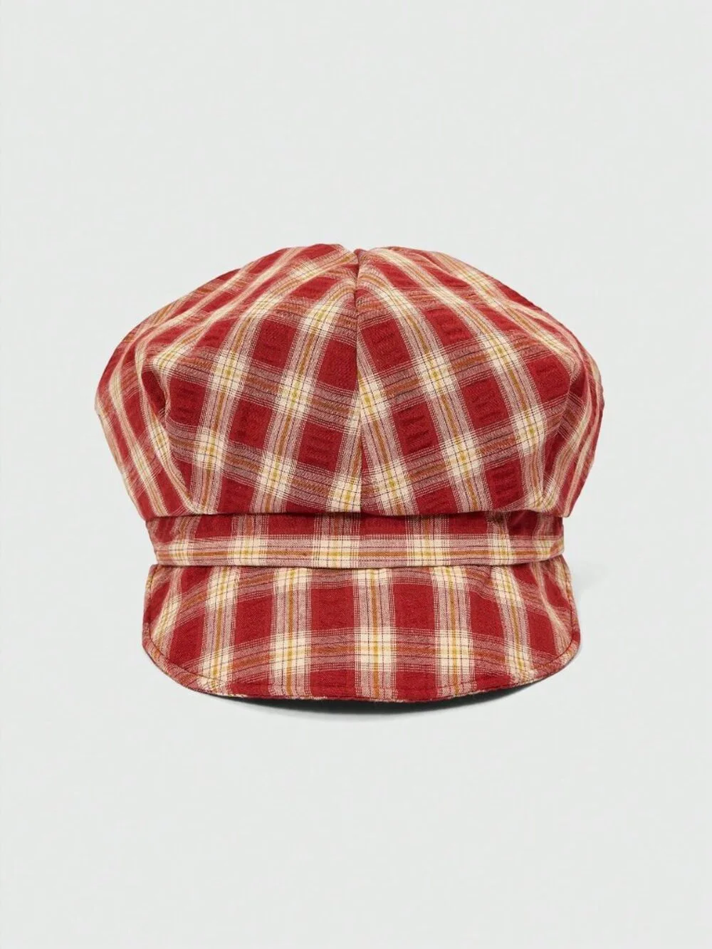 Red Elegant Women's Plaid Contrast Mesh Beret Hat